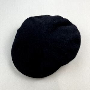 Vintage Flat Cap Hat 7-3/8 Black Sun Valley Wool Golf Beret Newsboy Cabbie 90s